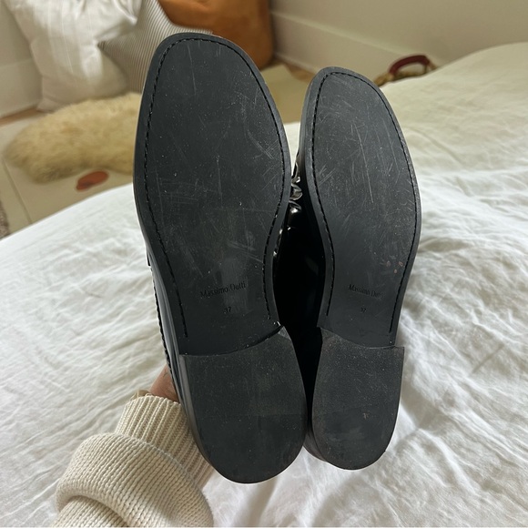 MASSIMO DUTTI Black Leather Penny Loafers Size 6.5 - Picture 7 of 7